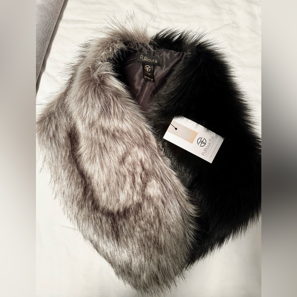 FURious Faux Fur Black and Grey Wrap/Scarf